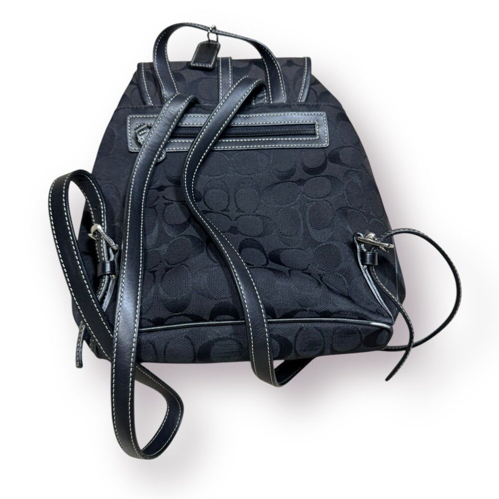 Coach 6613 Black Signature‎ Canvas Leather Backpack/Tote/Handbag/Shoulder Bag - Picture 2 of 9